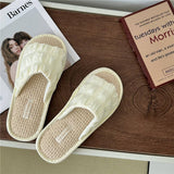 CLOUD PLEATED BUBBLE COTTON LINEN HOME SLIPPERS_CWMM2981