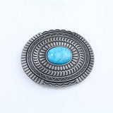 Western Belt Buckle With Turquoise Accents_Cwabe0428
