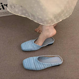 Unique Woven Slip-On Clogs With Closed Toe