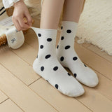 Cute Dots, Stripes,Bow Ruffle White Crew Socks_Cwms1367