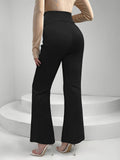 Waist Strap Adjustable Slit Micro Flare Pants