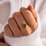 FASHION STEEL GREEN DIAMOND RING STUD EARRINGS_CWAJE1370