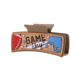 Football Letters Pu Leather Hair Clip Accessories_Cwasc1614