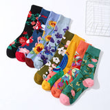 AUTUMN AND WINTER FLORAL MID CALF SOCKS_CWMS1005