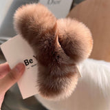 LARGE REAL REX RABBIT FUR HAIR CLAW CUTE COZY_CWAHA3302