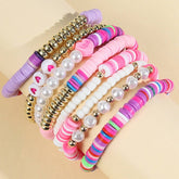 RAINBOW IMITATION PEARL 8 PIECE BRACELET SET_CWMM3511