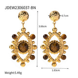 LIGHT LUXURY LACE HOLLOW TIGER EYE STONE EARRINGS_CWASC1683