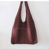 Cwab4568_Hollow Knit Large Capacity Shoulder Tote Bag