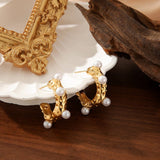 Vintage Highlight Bead Titanium Steel Earrings_Cwmm3670