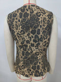 Washed American Retro Leopard Print Denim Set