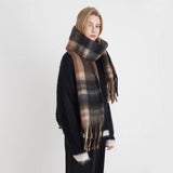 FRENCH RETRO PLAID SCARF WINTER TASSEL WRAP_CWASC0327