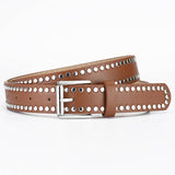 Punk Style Metallic Rivet Pin Buckle Pu Belt