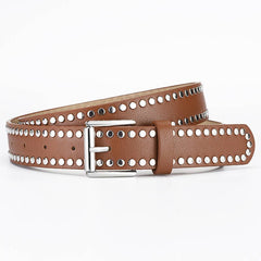 Punk Style Metallic Rivet Pin Buckle Pu Belt
