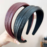 Trendy Leather Texture Hair Hoop For Women_Cwaha07350