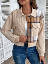 COLOR BLOCKING LONG SLEEVED LAPEL JACKET_CWOJA0767