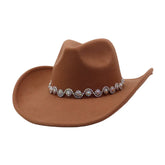 Western Ethnic Felt Cowboy Fedora Hat_Cwah04373