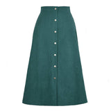 CORDUROY SKIRT SINGLE BREASTED HIGH WAISTLONGSKIRT_CWBSS0372