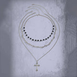 HIP HOP CROSS PENDANT DARK CLAVICLE NECKLACE_CWMM3192
