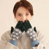 CONTRAST COLOR WOOL KNITTED JACQUARD WARM GLOVES_CWMM2879