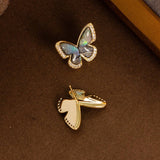 NATURAL ABALONE BUTTERFLY DIAMOND ZIRCON EARRINGS_CWMM4278