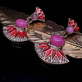 RETRO FAN SHAPED EARRINGS_CWAJE1111