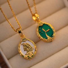 GOLD RETRO REVERSIBLE NECKLACE FOR WOMEN_CWMM3911