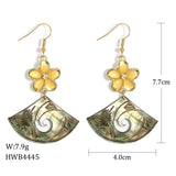Womens Plumeria Long Fan-Shaped Earrings_Cwmm4272