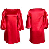 PLUS SIZE FASHION WOMENS LOOSE PUFF SLEEVE DRESS_CWDSD6167