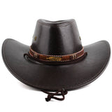 FEATHER DECOR WESTERN COWBOY HAT PU SUEDE SUN HAT_CWAH1887