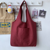 SOLID COLOR LITERARY BLANK HAND PAINTED CANVASBAG_CWAB2131