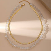 IRREGULAR TRANSPARENT CRYSTAL DOUBLE LAYER NECKLACE_CWMM3626