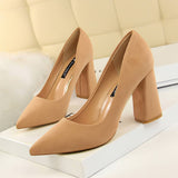 SIMPLE SUEDE SHALLOW MOUTH POINTED HIGH HEELS_CWSHH0037