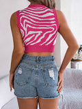 Zebra-Print Crop Knit Holiday Top