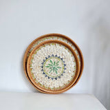 RATTAN SHELL STORAGE BASKET TRAY 2 PIECE SET_CWMM4540