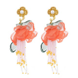 BOHO FLORAL TASSEL EARRINGS GOLD PLATED DESIGN_CWMM6193