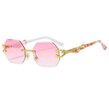 LEOPARD HEAD RIMLESS CUT EDGE SUNGLASSES_CWASG1151