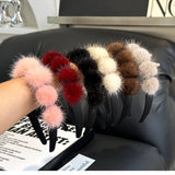 CUTE REAL MINK FUR BALL HEADBAND FUR HEADDRESS_CWMM2529