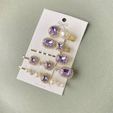 Vintage Crystal Glass Side Clip Hairpin Five-Piece Set