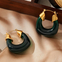 Retro Style Stainless Steel Gold-Plated Earrings_Cwmm3657