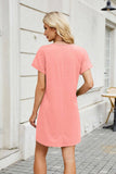 Solid Color V-Neck Short-Sleeved Casual Dress