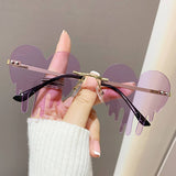 Water Drops Heart Tears Frameless Cut Edge Glasses_Cwasg0350