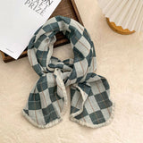 Cotton Plaid Scarf Neck Wrap Shawl_Cwasc02980