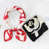 FLORAL SATIN SCARF FOR COMMUTING SUN PROTECTION_CWASC1163