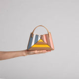 Triangular Foldin Bag Multi-Color Stitching Handbag_Cwab1939