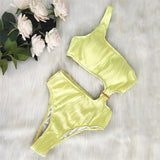 SOLID COLOR ONE SHOULDER SEXY ONE PIECE SWIMSUIT_CWMW0159