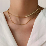 MULTILAYER GOLD PLATE STAINLESS STEEL NECKLACE_CWAJE0619