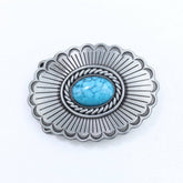 Western Belt Buckle With Turquoise Accents_Cwabe0428