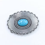 Western Belt Buckle With Turquoise Accents_Cwabe0428