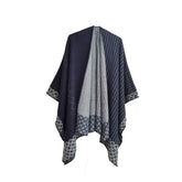 SIMPLE SPLIT SHAWL WITH DIAMOND GEOMETRIC PATTERN_CWASC0289