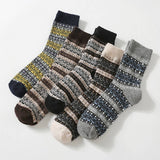 5 PAIRS OF VINTAGE PRINT THICK WARM COTTON SOCKS_CWMS0683